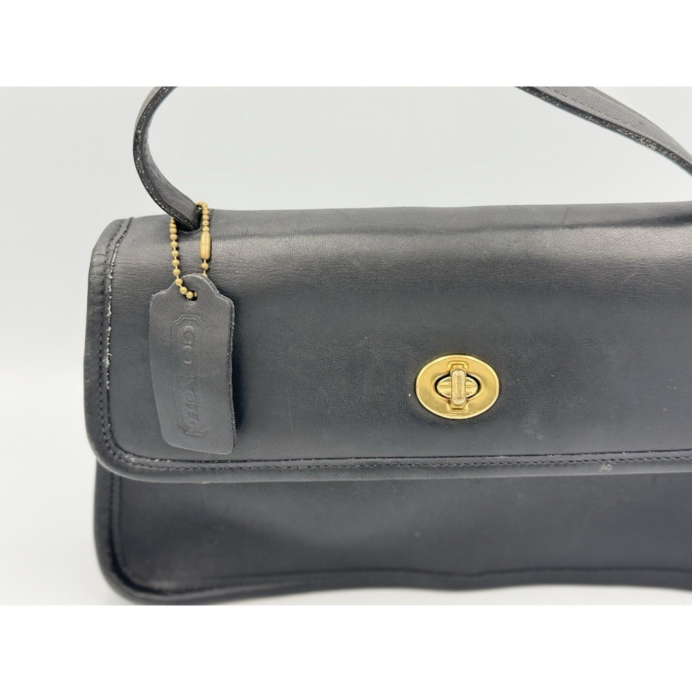 COACH Vintage Black Geometric Top Handle & Long Strap Purse 9044 Hang Tag USA - Picture 4 of 16